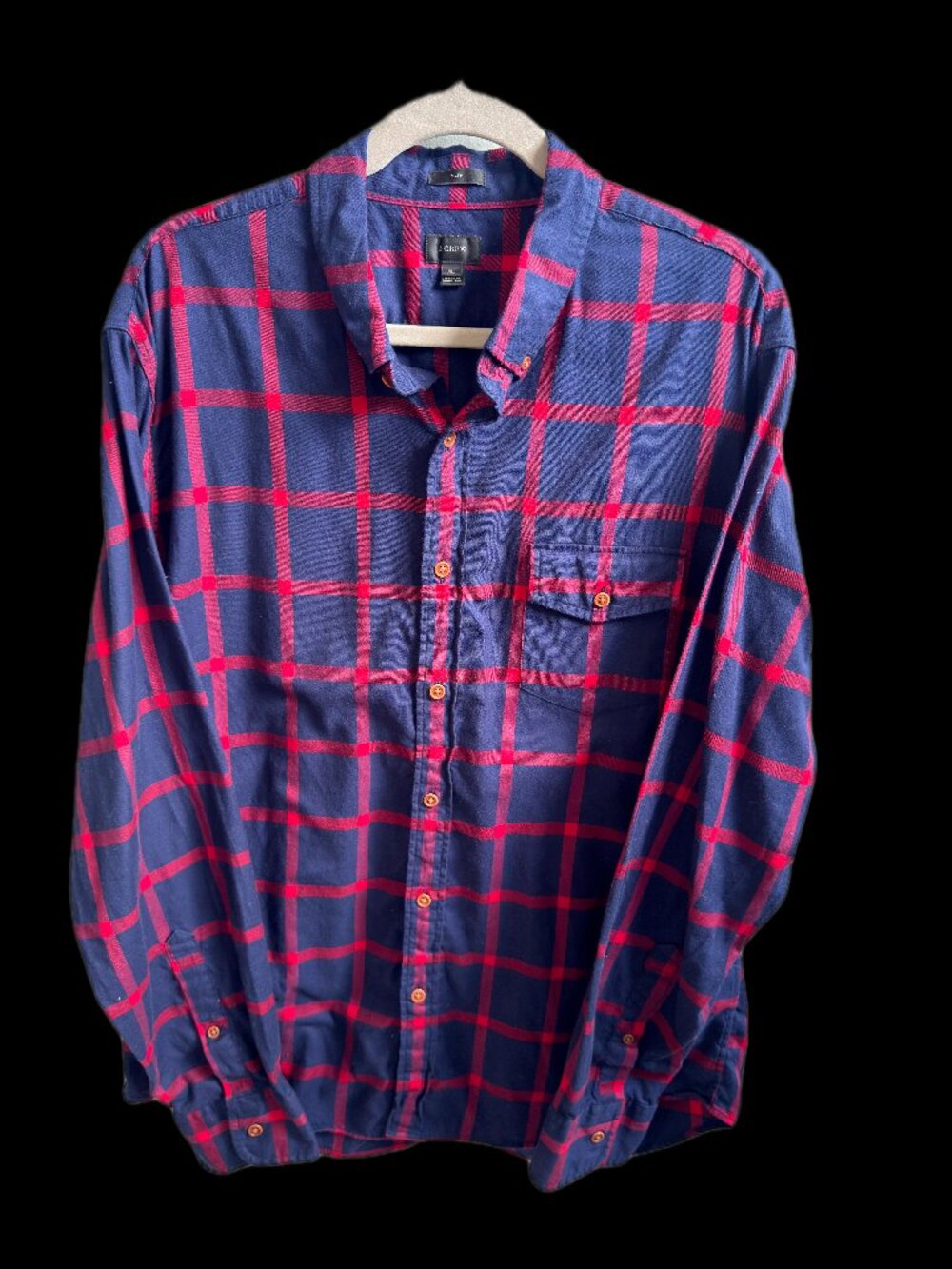 J.Crew Men's XL Slim Fit Navy Red Plaid Flannel Button Down Shirt